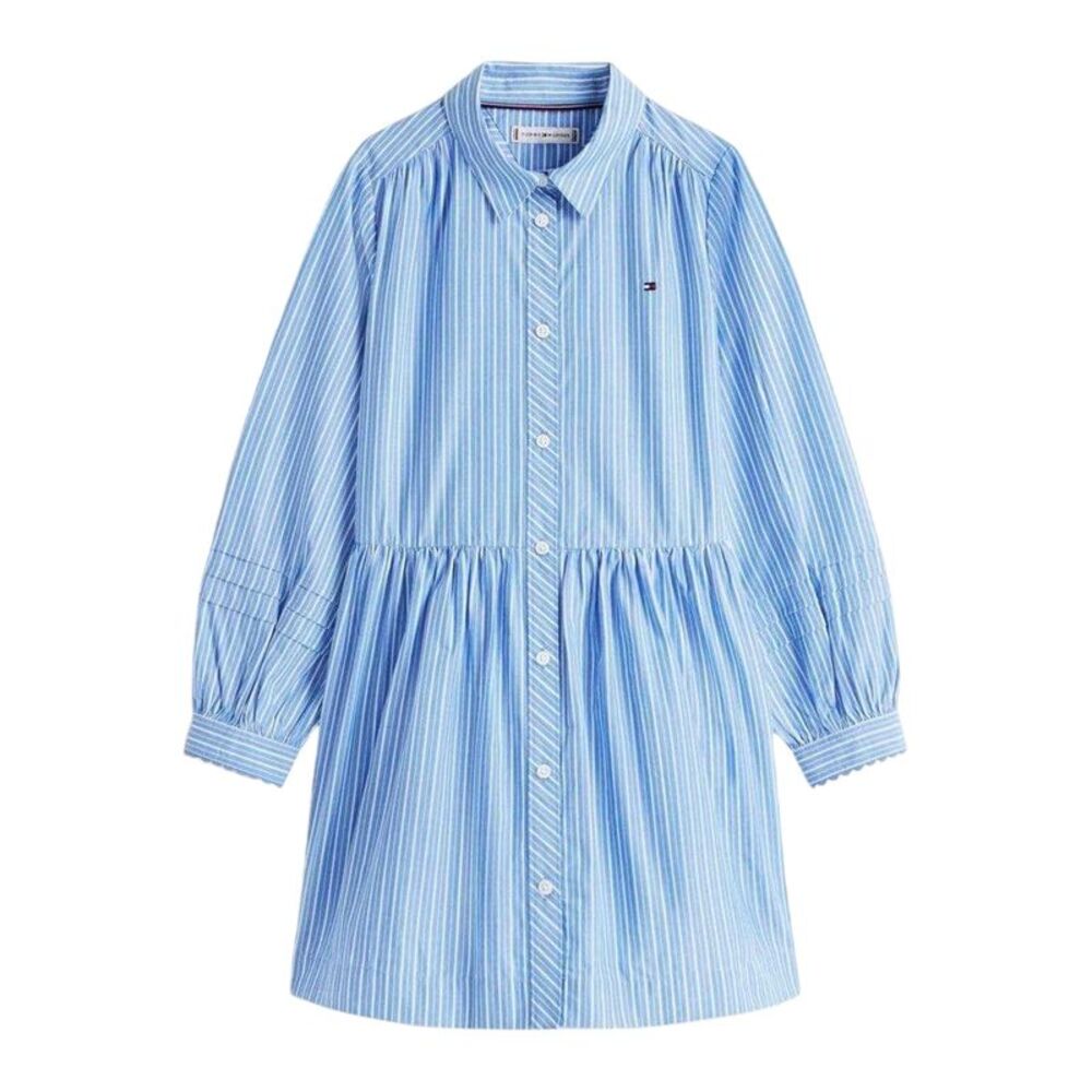 Tommy Hilfiger Girls Ithica Striped Long-Sleeved Shirt Dress / Light Blue